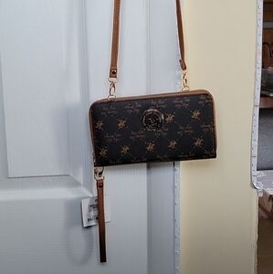 Beverly Hills Polo club womens Crossbody wallet purse Dark Brown